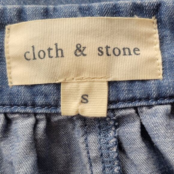 Cloth & Stone Chambray Denim Blouse V-Neck Size Small - Picture 4 of 6